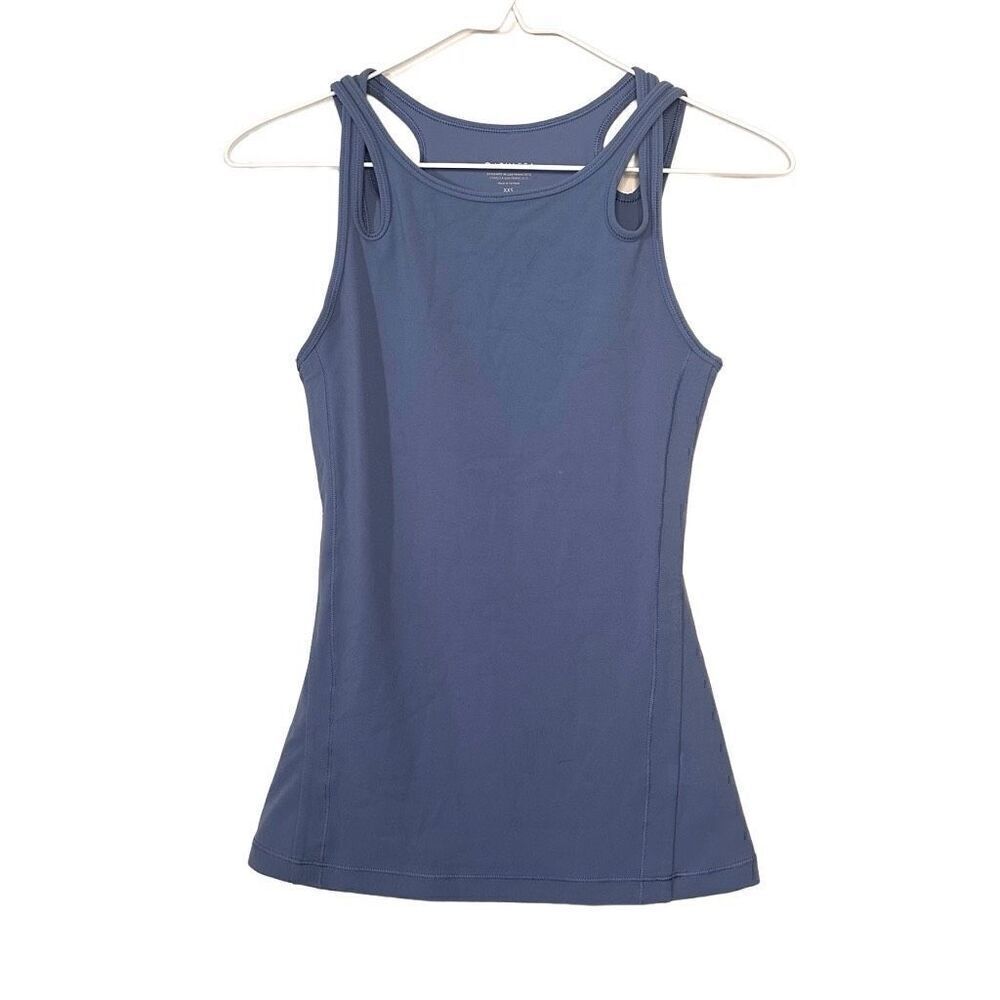 Athleta Cut Out Stretch Sleeveless Ashanti Active Tank Top Stone Blue Size 2XS